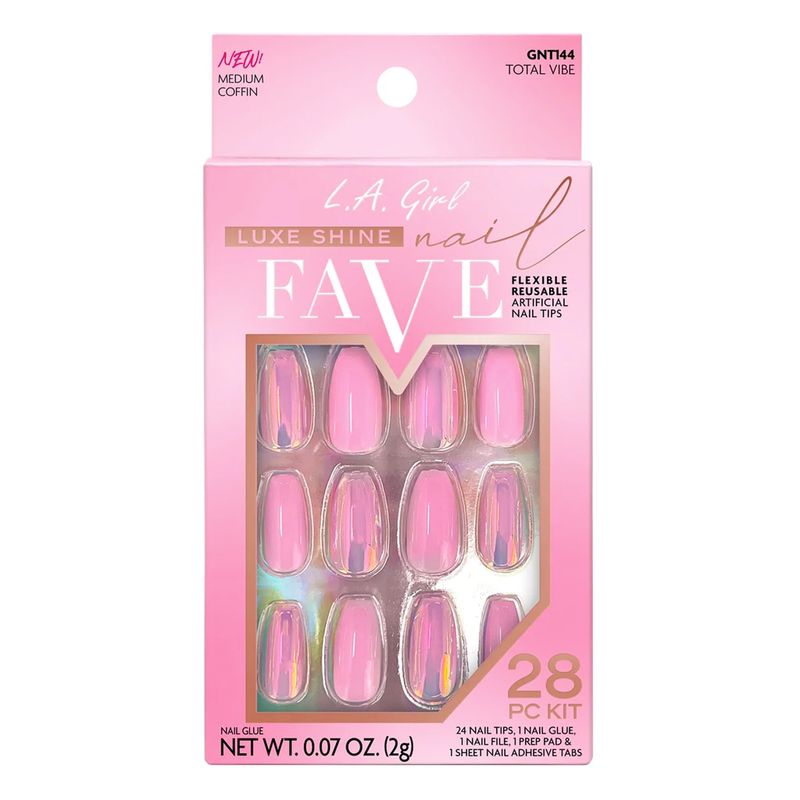 L A COLORS - Set de uñas press on “Luxe Shine Nail Fave” Total Vibe LA Girl