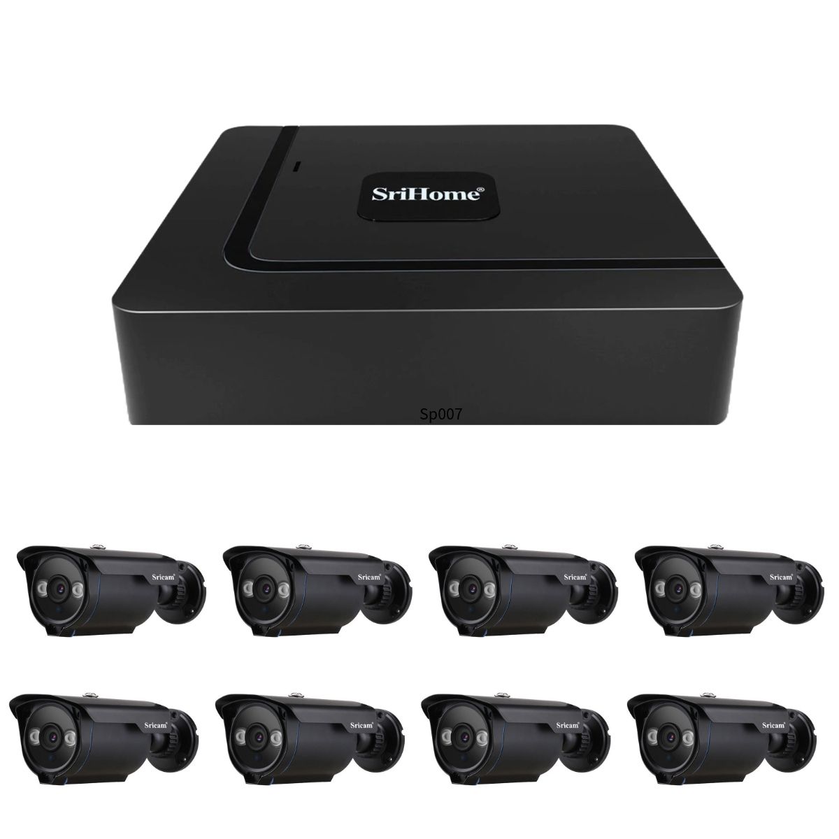 SRIHOME - Pack NVR Srihome 8 Cámaras SP007 960p + NVR NVS003 16CH