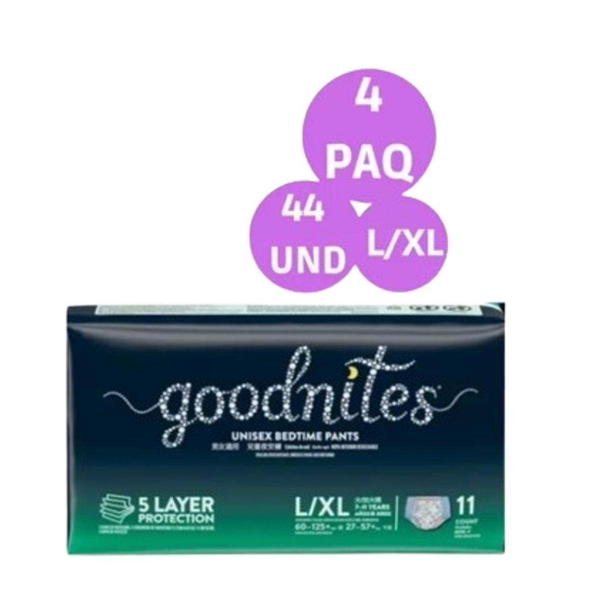 HUGGIES - Pañales Calzon Goodnites L/Xl 44 Und