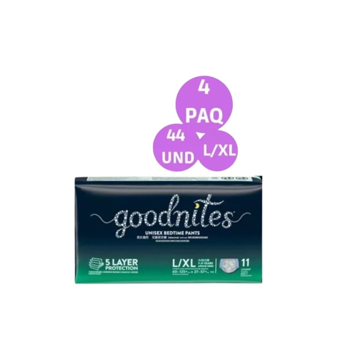 HUGGIES - Pañales Calzon Goodnites L/Xl 44 Und
