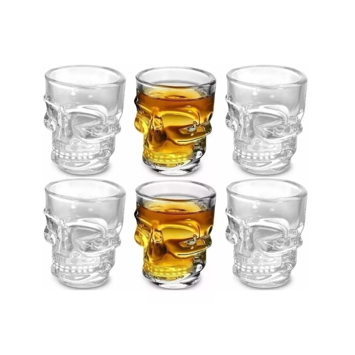 GENERICO - Set 6 Vaso De Calavera 75 Ml , Vidrio Corto Shot Caja