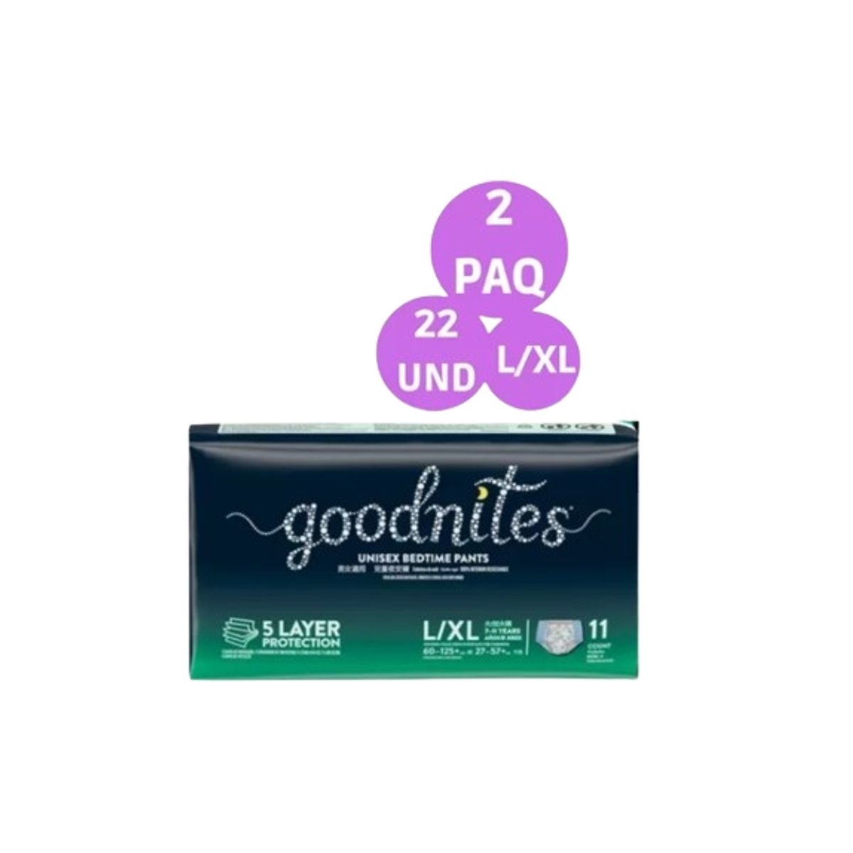 HUGGIES - Pañales Calzon Goodnites L/Xl 22 Und