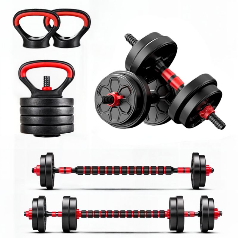 YEP S - Set Mancuernas 10 Kg Convertible A Barra Kettlebell 3 En 1