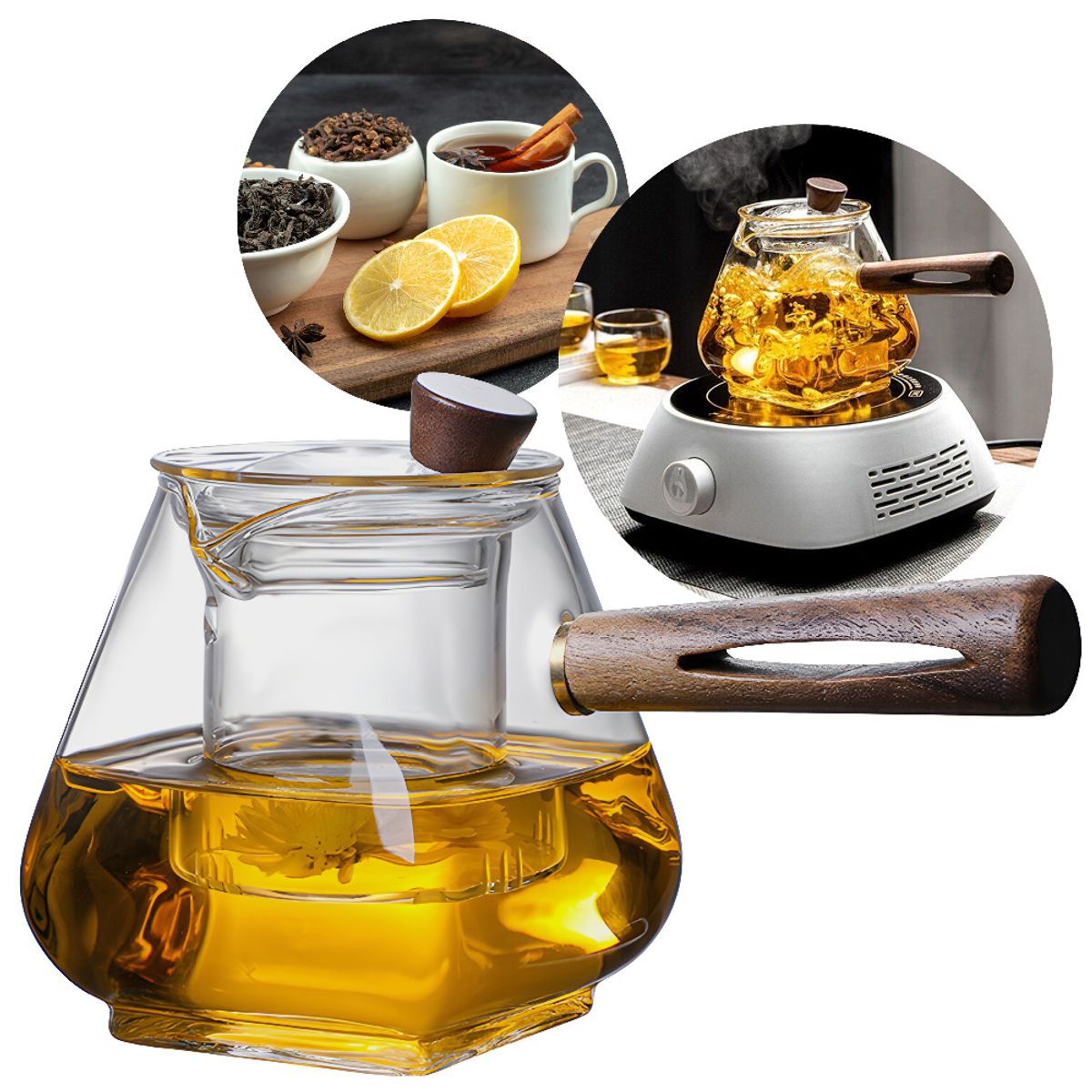 GENERICO - Tetera Infusora De Vidrio Con Filtro Para Té Hierbas 700 Ml