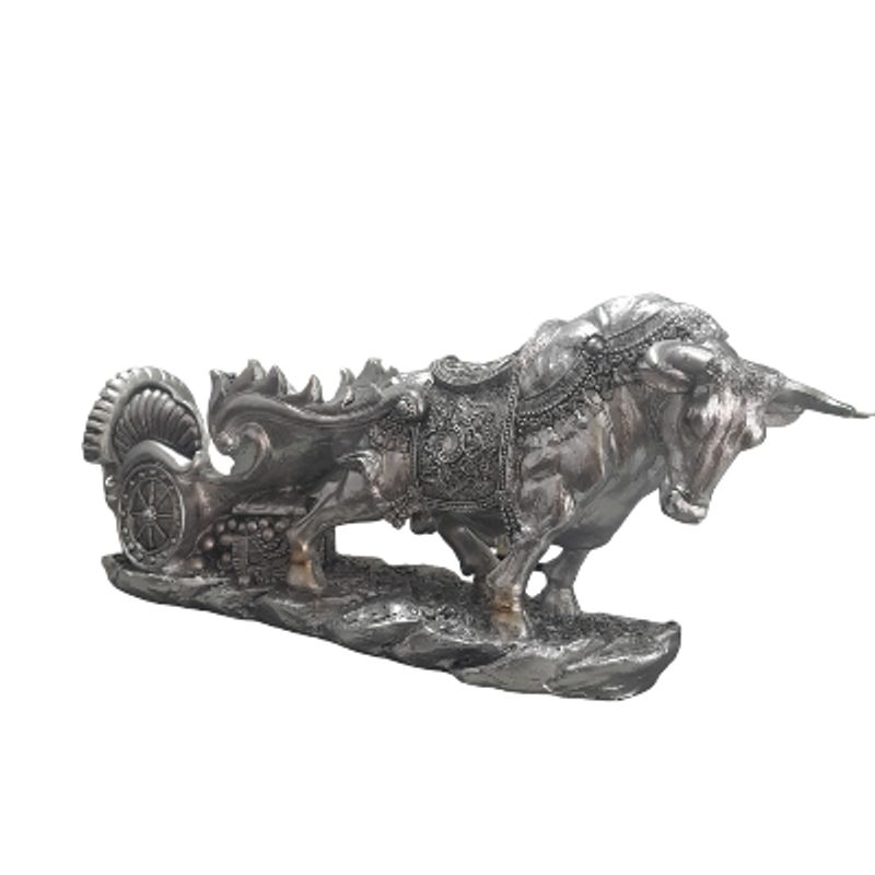 DECO ARTESANOS - Toro Con Trineo Plateado