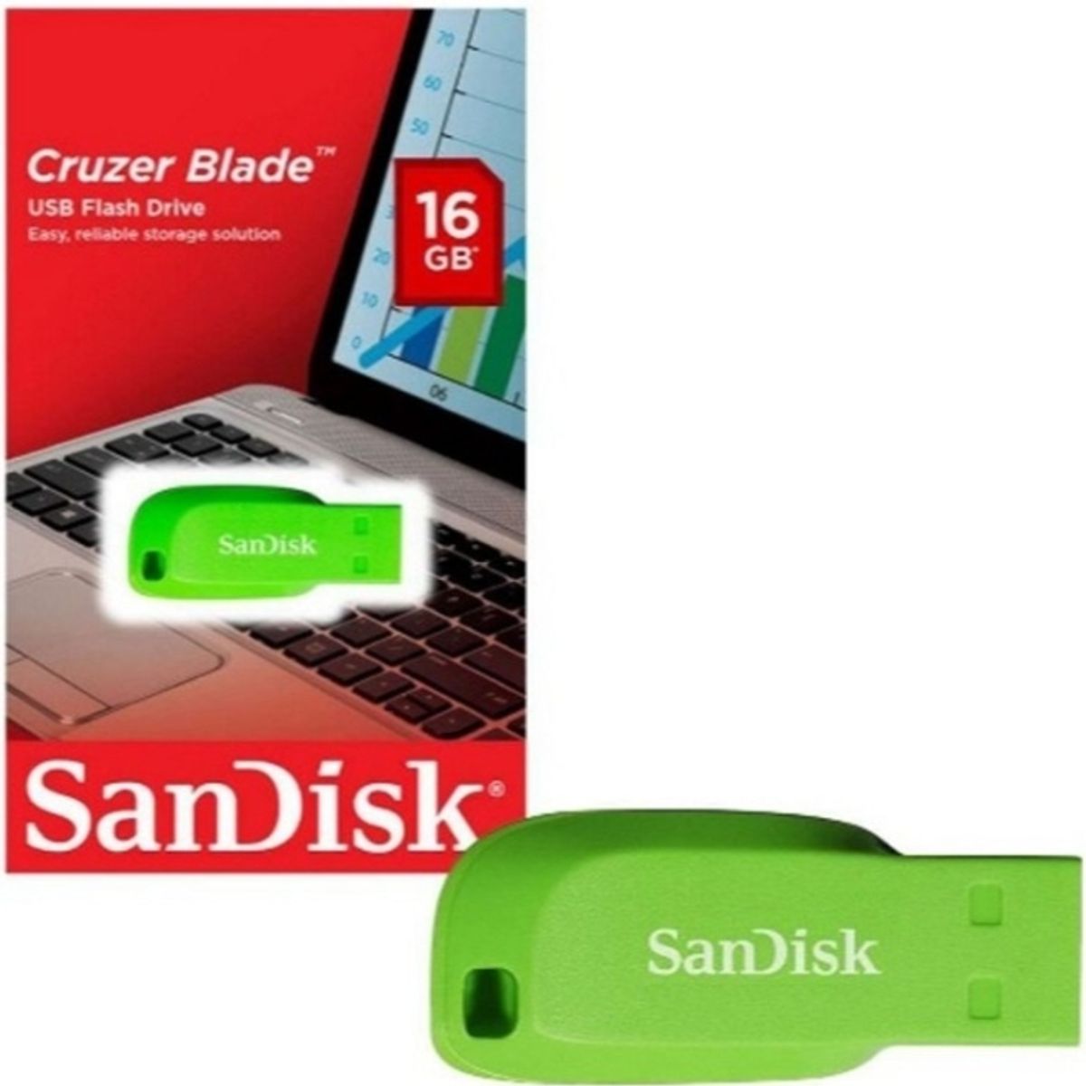 GENERICO - Pendrive Sandisk Cruzer Blade 16GB 2.0 VERDE