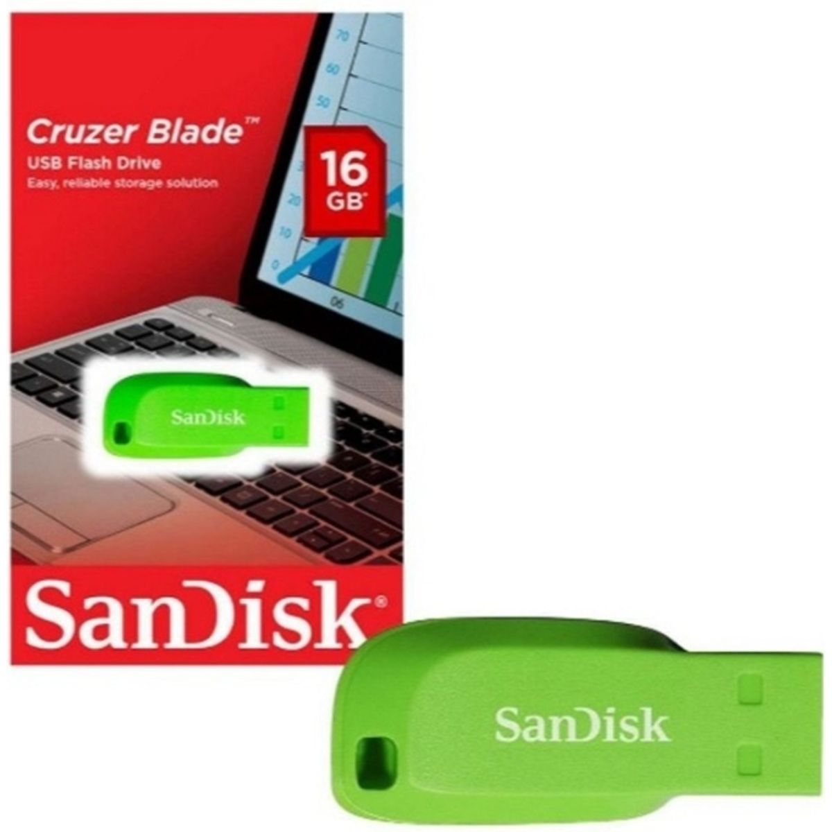 GENERICO - Pendrive Sandisk Cruzer Blade 16GB 2.0 VERDE
