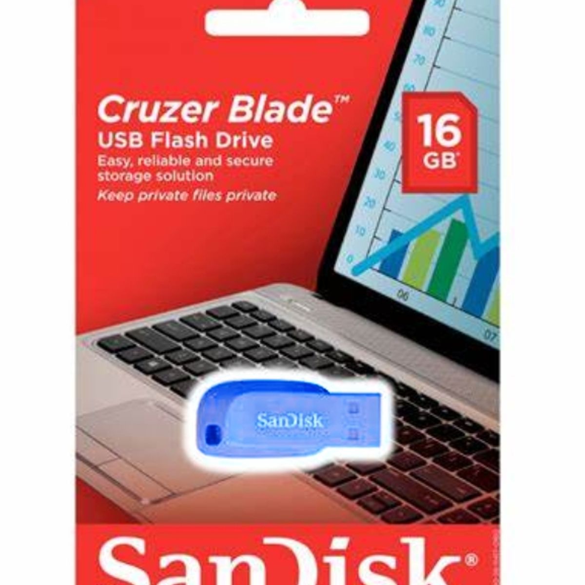 GENERICO - Pendrive Sandisk Cruzer Blade 16GB 2.0 AZUL