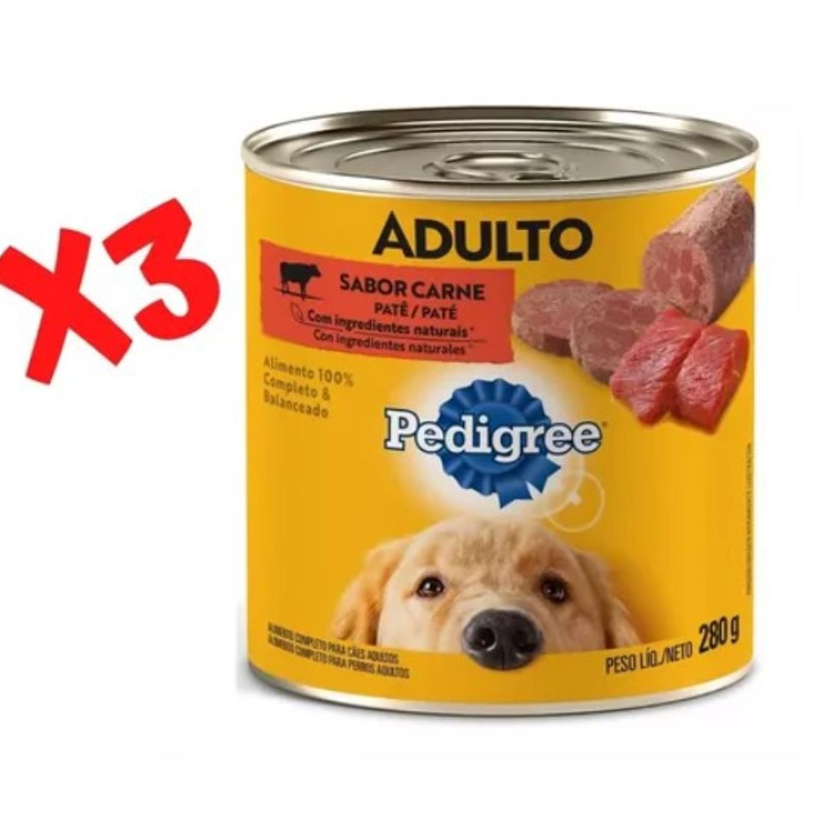 PEDIGREE - 3 Latas Pedigree Alimento Húmedo Lata Perro Adulto Carne
