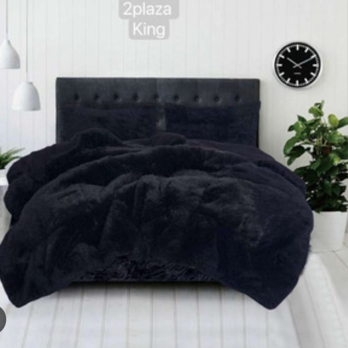 GENERICO - Cobertor Peludo con Chiporro, 1.5 Plaza, Negro