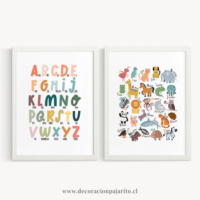 DECORACION PAJARITO - Cuadros decorativos Abecedario y animales en inglés