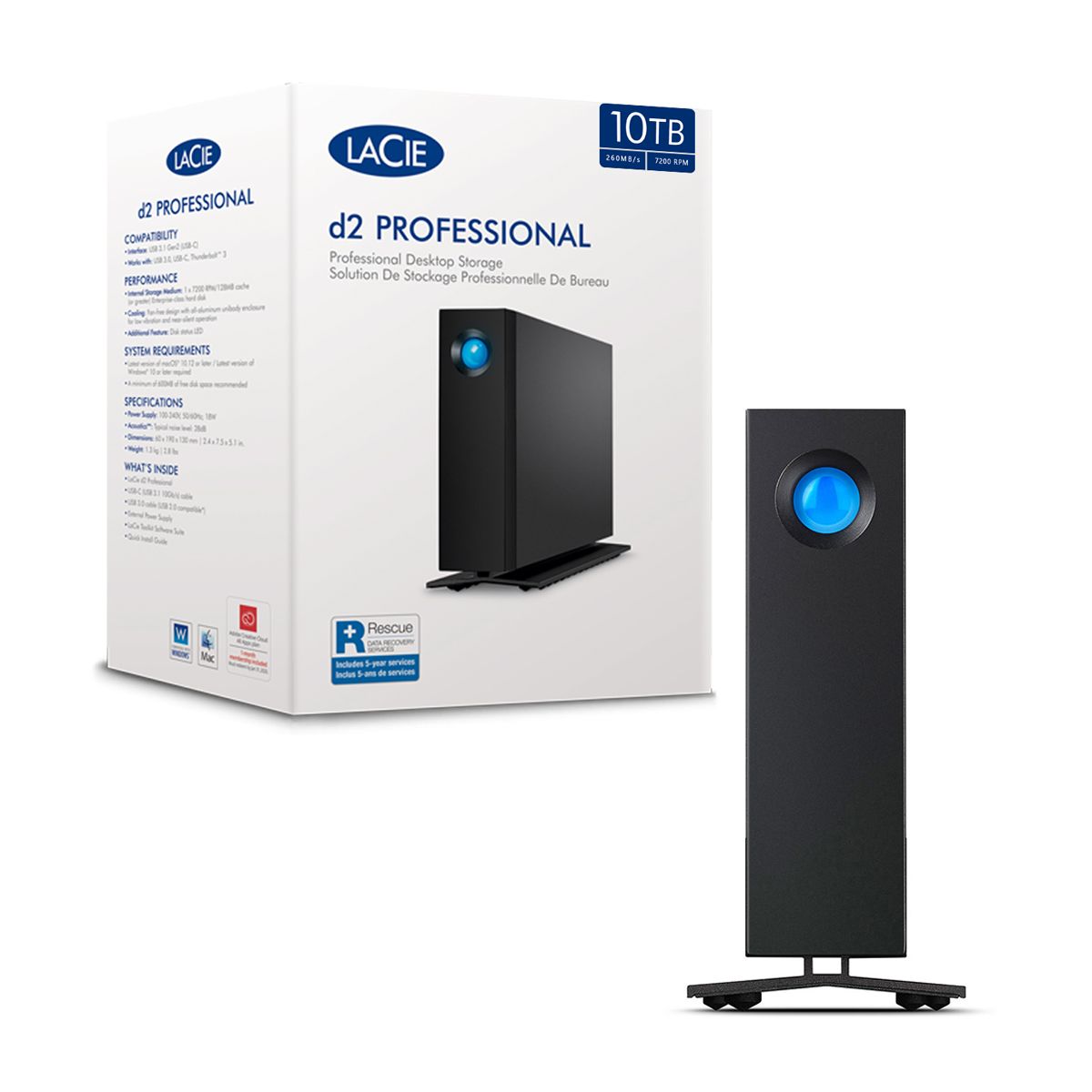 LACIE - Disco Duro Externo LaCie D2 Professional 10TB 260MB/s Rescue