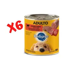 PEDIGREE - 6 Latas Alimento Húmedo Lata Perro Adulto Carne