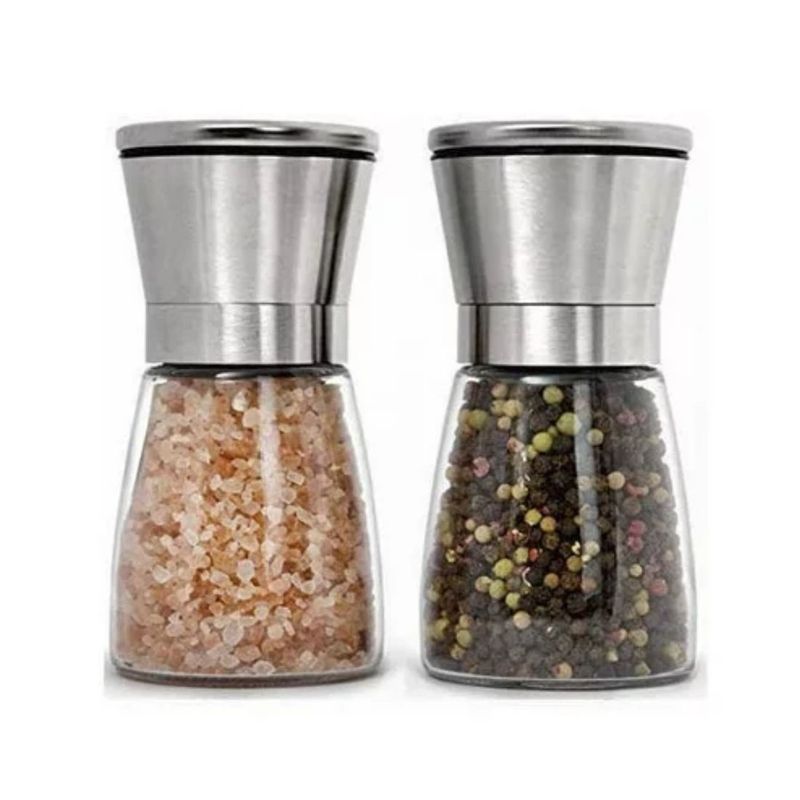 BAZUCA - Set 2 Molinillos De Sal Y Pimienta Gourmet Acero Inoxidable 170g