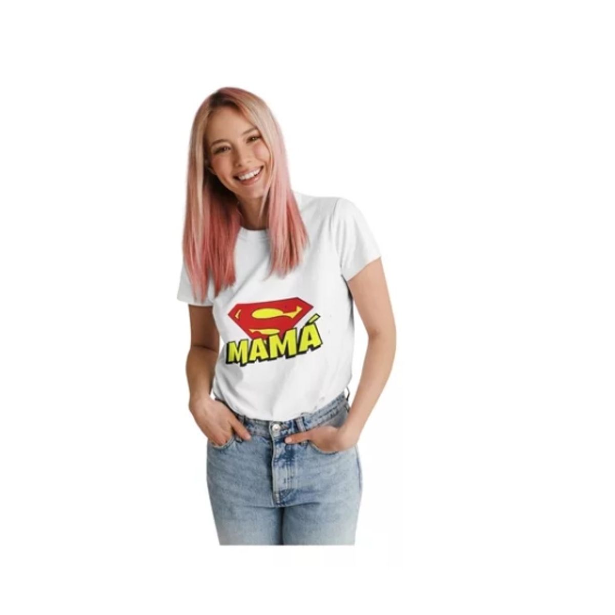 GENERICO - Polera Unisex Super Mama Dia Madre Heroe Estampado Algodon