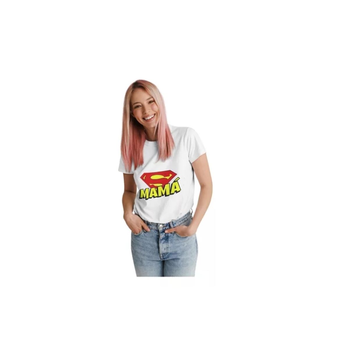 GENERICO - Polera Unisex Super Mama Dia Madre Heroe Estampado Algodon