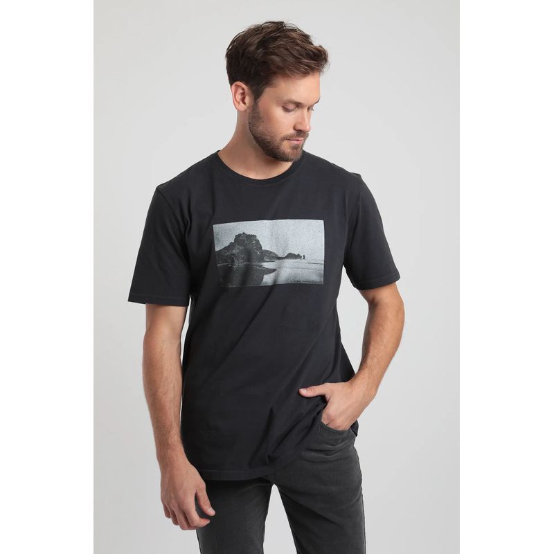 FROENS - Polera manga corta hombre foto grafito Algodón orgánico
