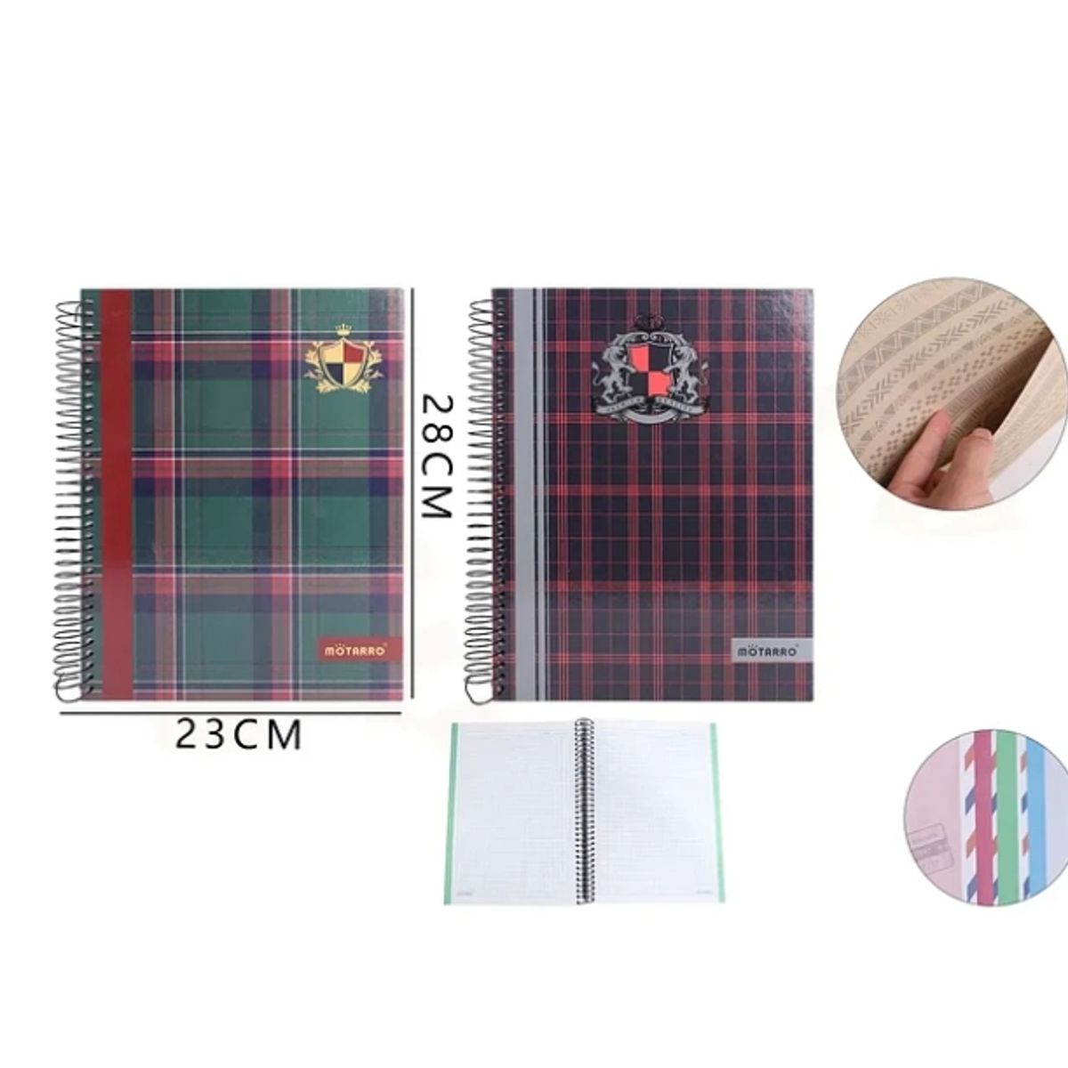 GENERICO - Pack 4 Cuaderno Escocés 23*28cm 7*7mm 150 Hojas