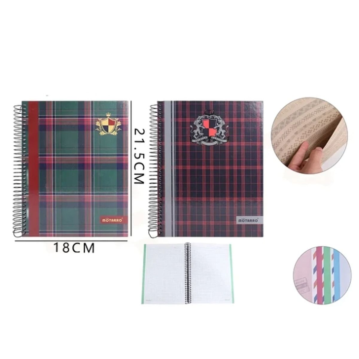 GENERICO - pack 4 Cuaderno Escocés 18*21.5cm 7*7mm 150 Hojas