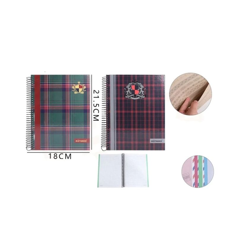 GENERICO - pack 4 Cuaderno Escocés 18*21.5cm 7*7mm 150 Hojas