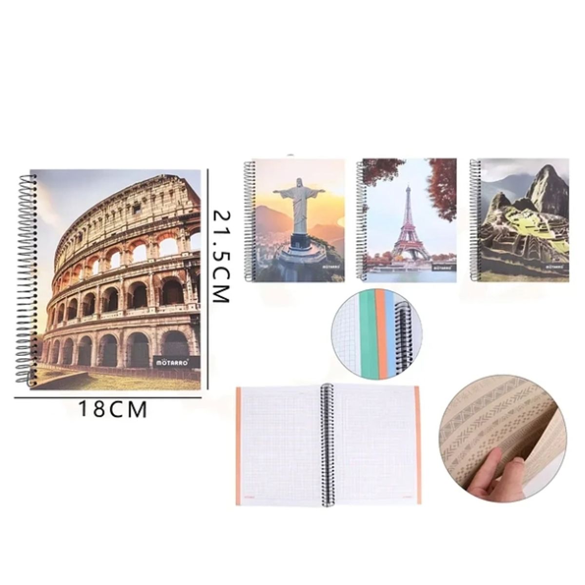 GENERICO - Cuaderno Paisajes 18*21.5cm 7*7mm 150 Hojas