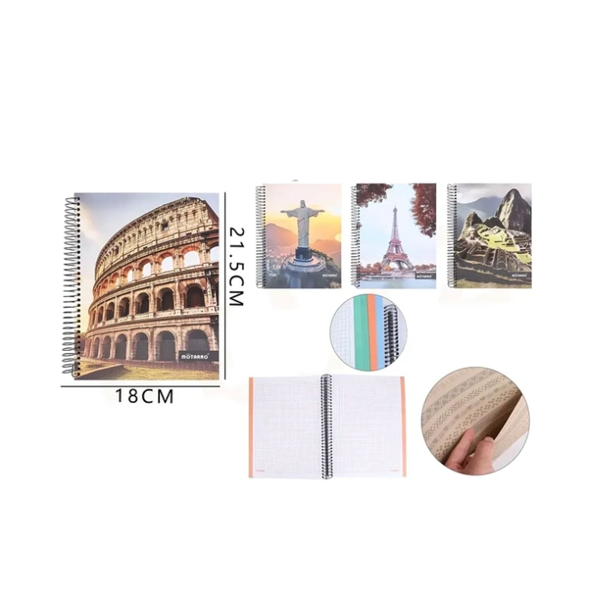 GENERICO - Cuaderno Paisajes 18*21.5cm 7*7mm 150 Hojas