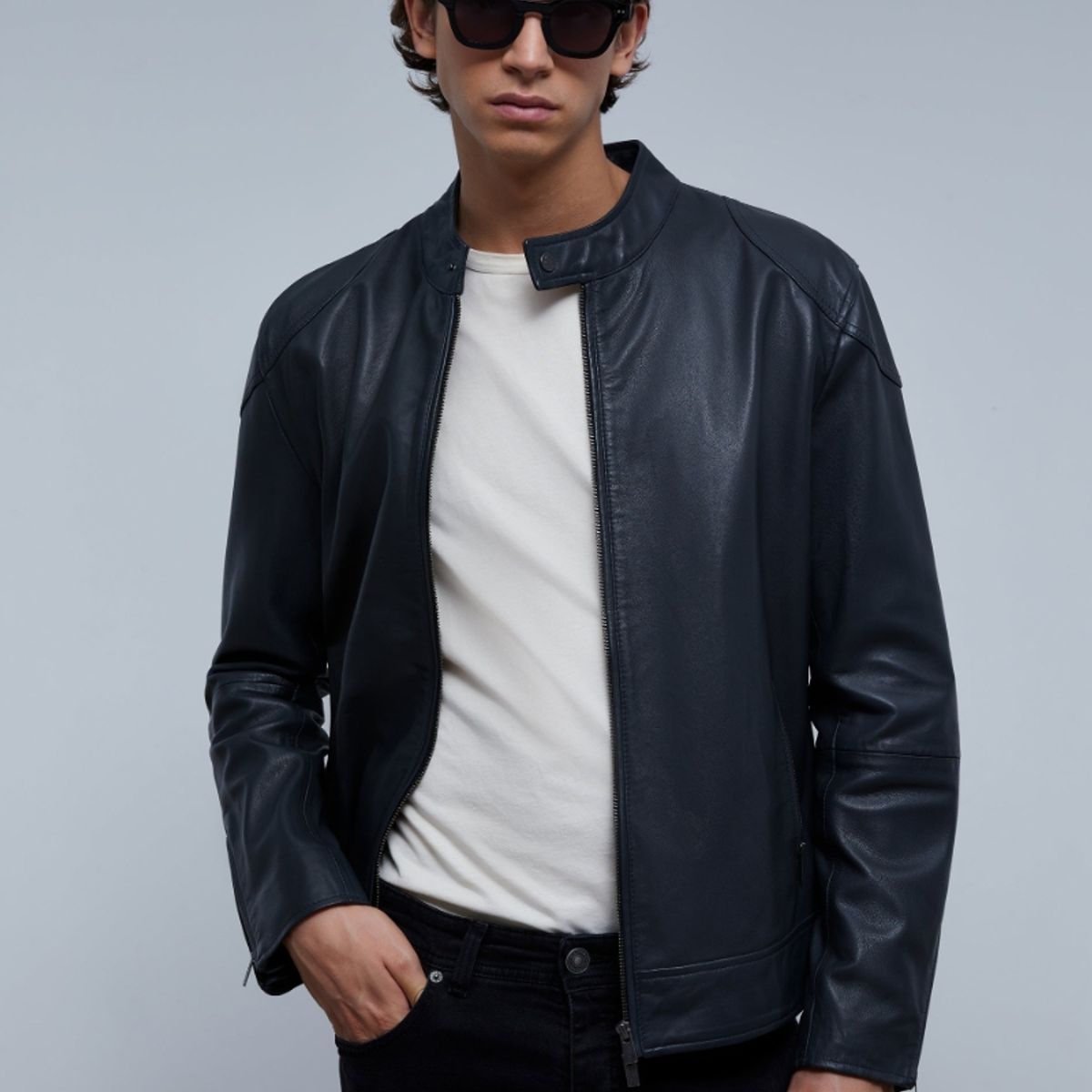 SCALPERS - Chaqueta Biker Piel Dark Grey