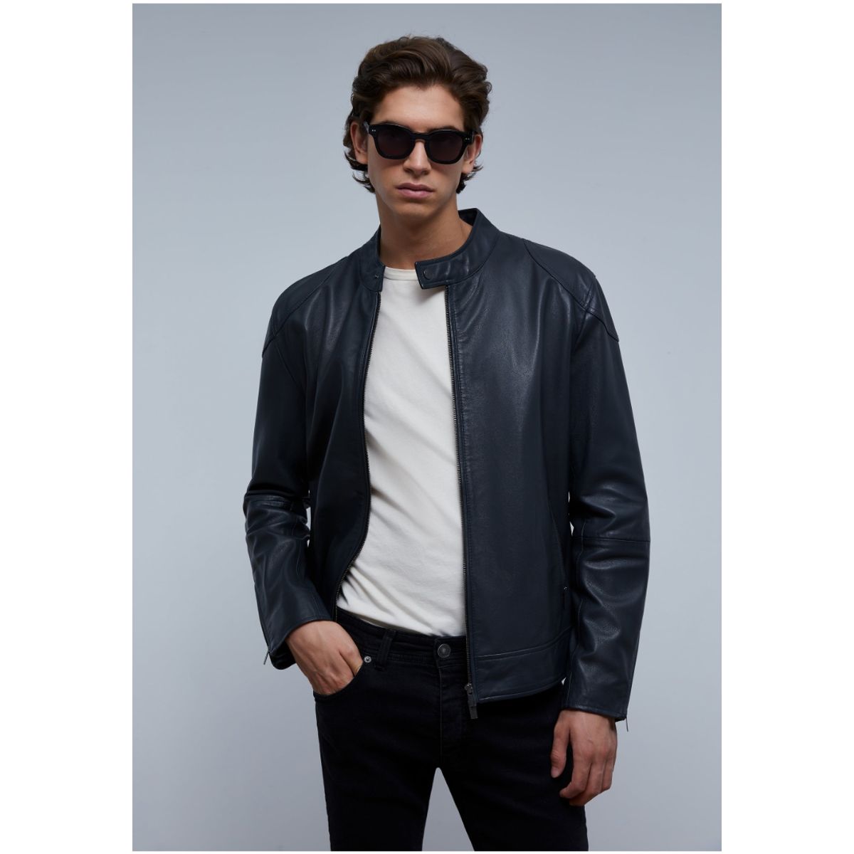 SCALPERS - Chaqueta Biker Piel Dark Grey