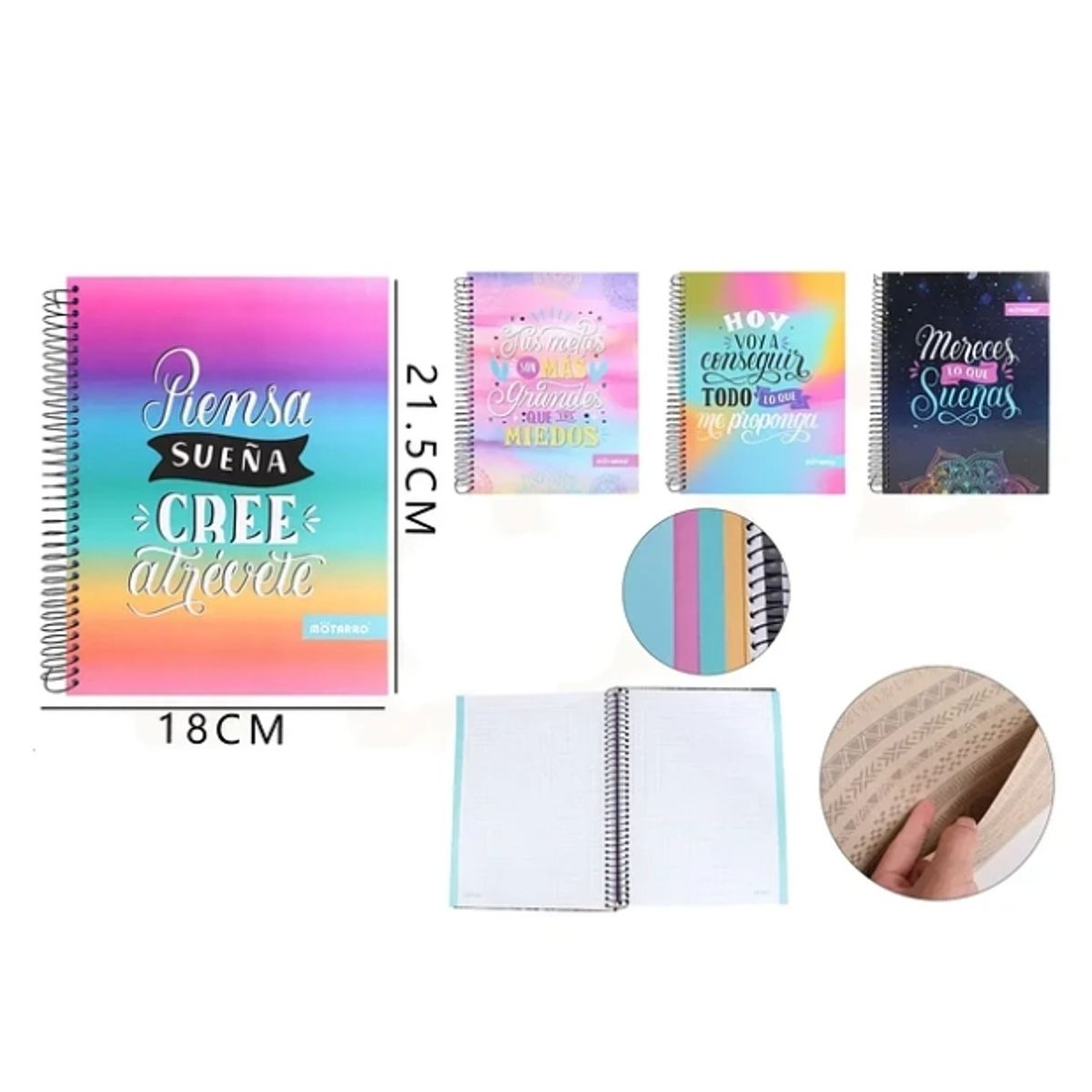 GENERICO - Cuaderno Diseño Cree 18*21.5cm 7*7mm 150 Hojas