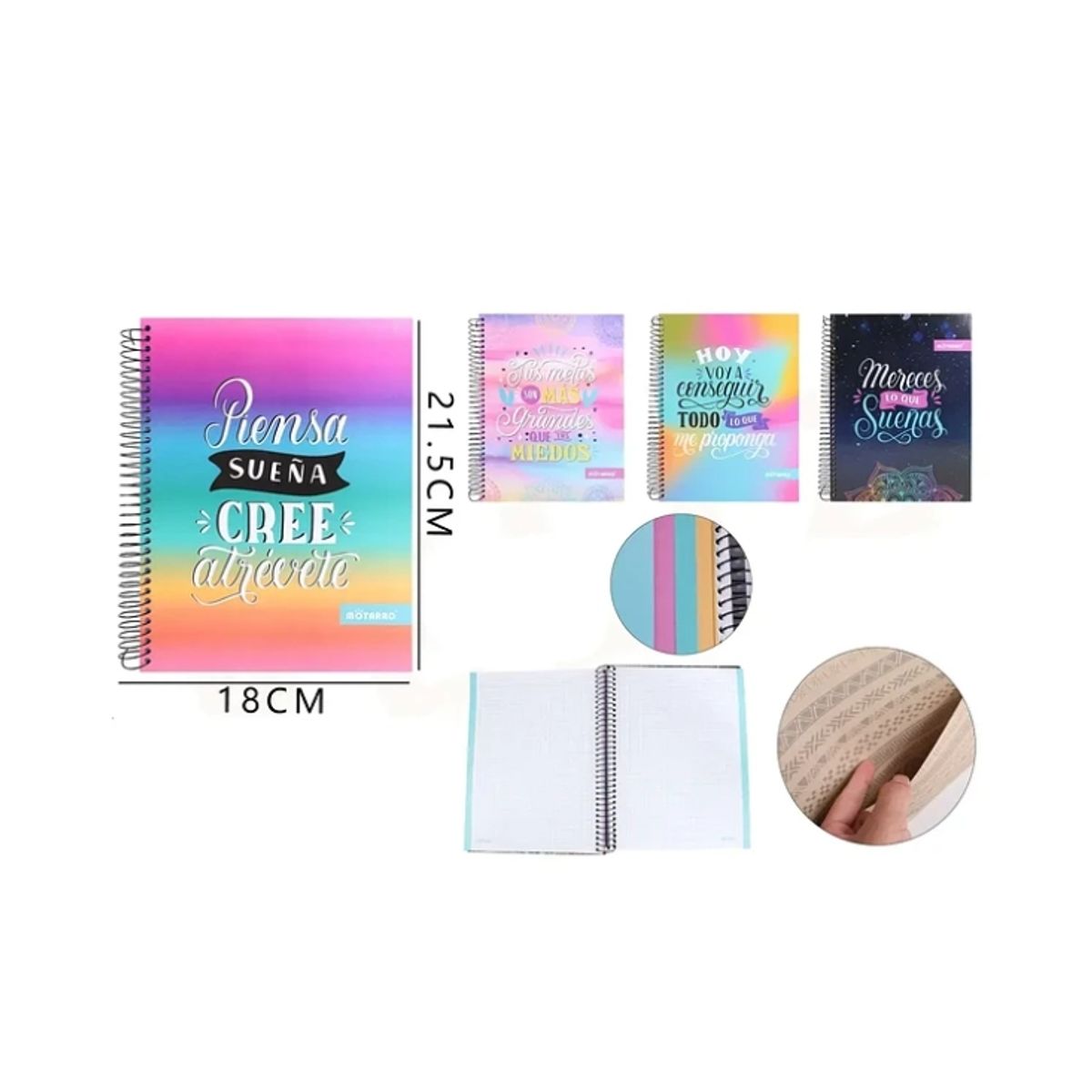 GENERICO - Cuaderno Diseño Cree 18*21.5cm 7*7mm 150 Hojas