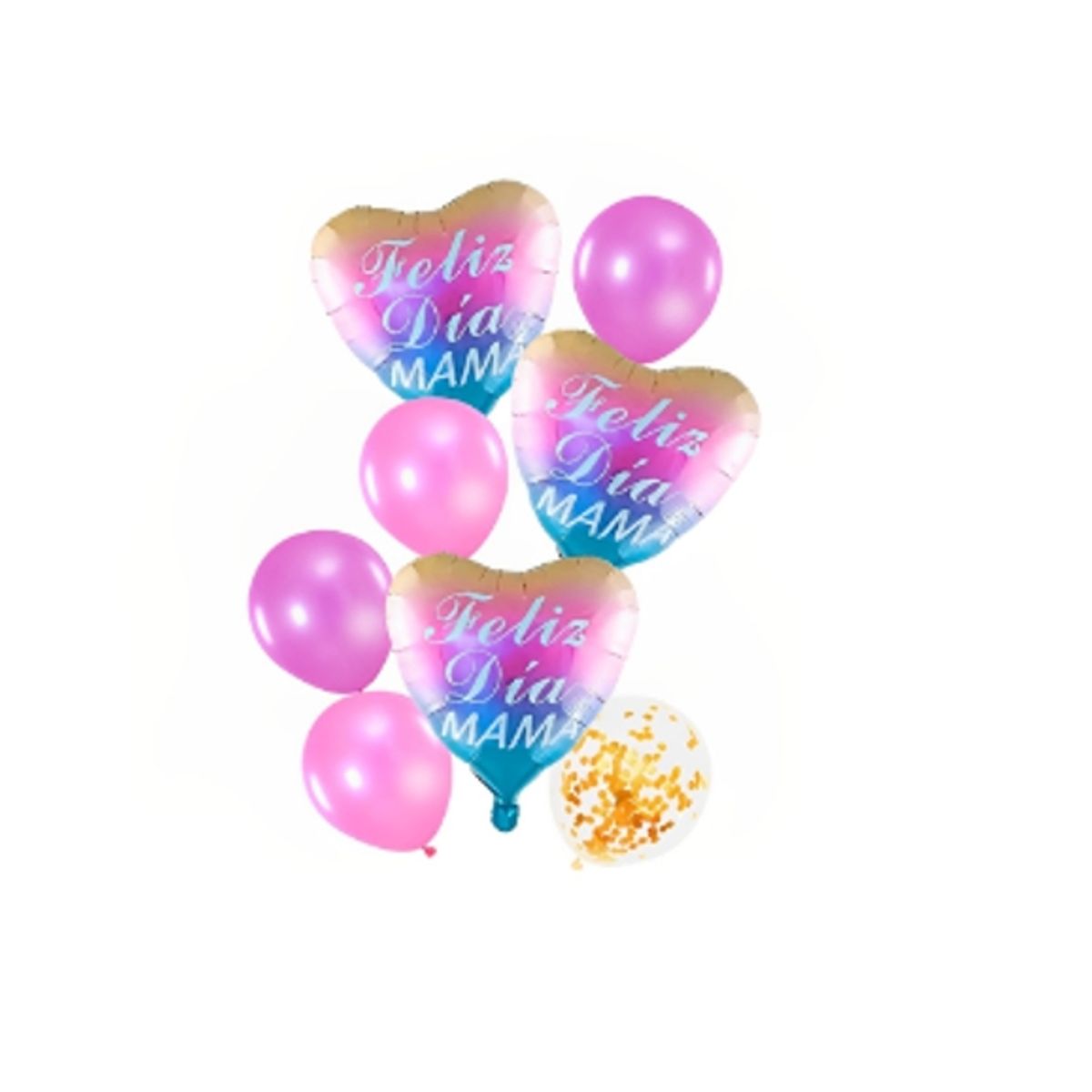 GENERICO - Set Globo Metalico Feliz Dia Mama Colores Pastel