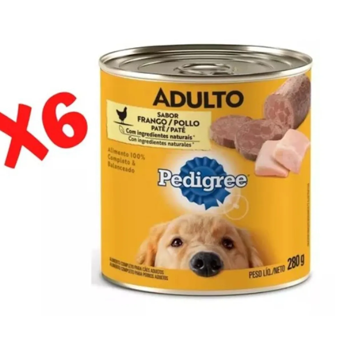 PEDIGREE - 6 Latas Pedigree Alimento Húmedo Lata Perro Adulto Pollo