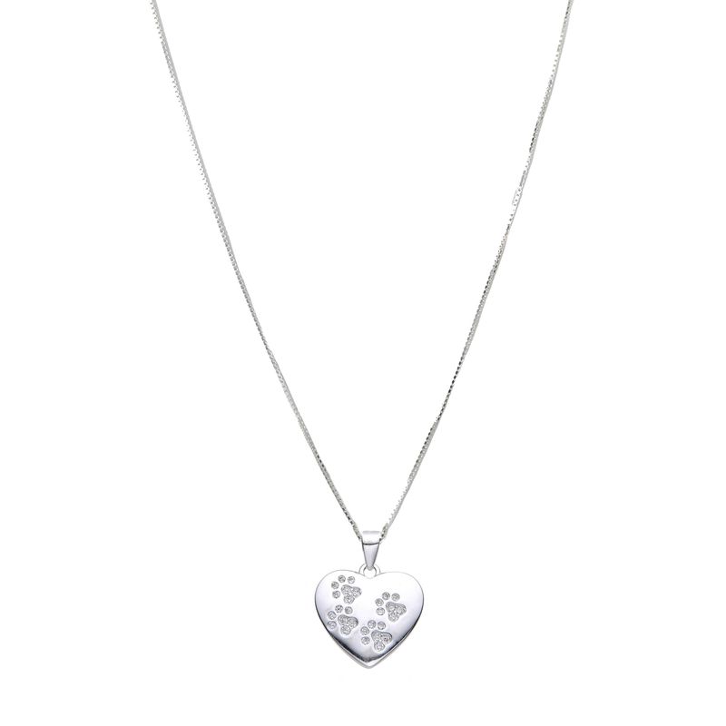ANDREA COGGIOLA JOYAS - Collar Corazón Huellas Circón Plata Fina 925
