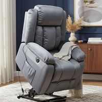 Berger Reclinable Eléctrico Lift Masaje 8 Puntos Livorno Gris Oscuro