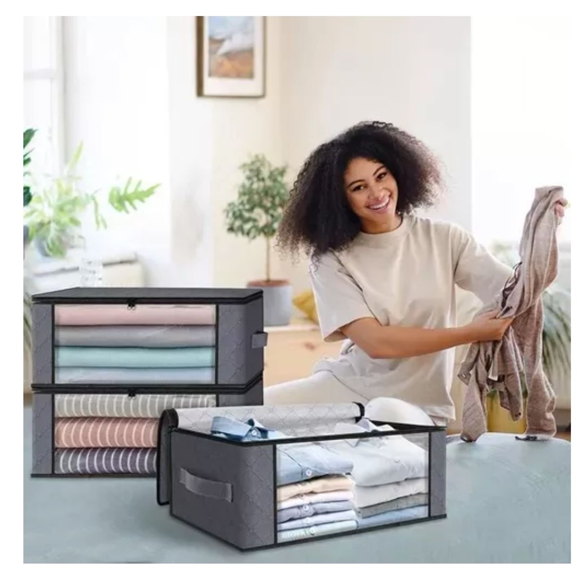 GENERICO - Juego De 3 Cajas De Almacenamiento Con Ventana Transparente