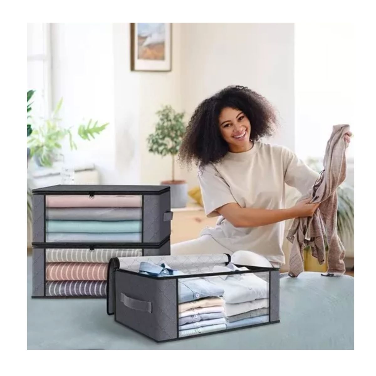 GENERICO - Juego De 3 Cajas De Almacenamiento Con Ventana Transparente