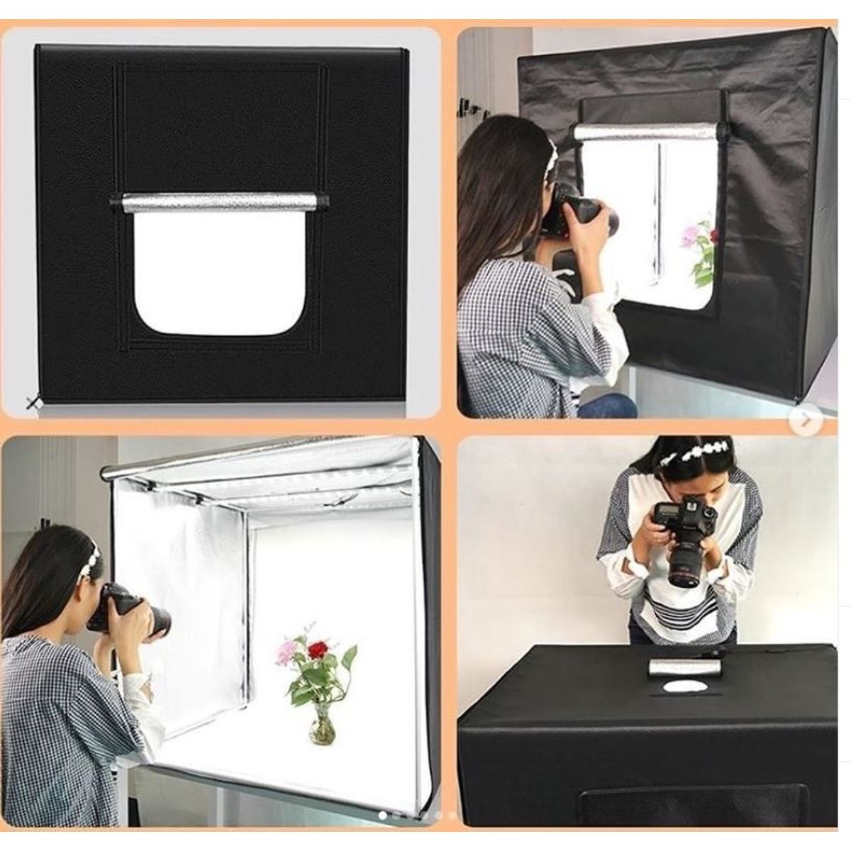 GENERICO - ESTUDIO LED CAJA DE LUZ 80X80X80 CM + 3 FONDOS PVC