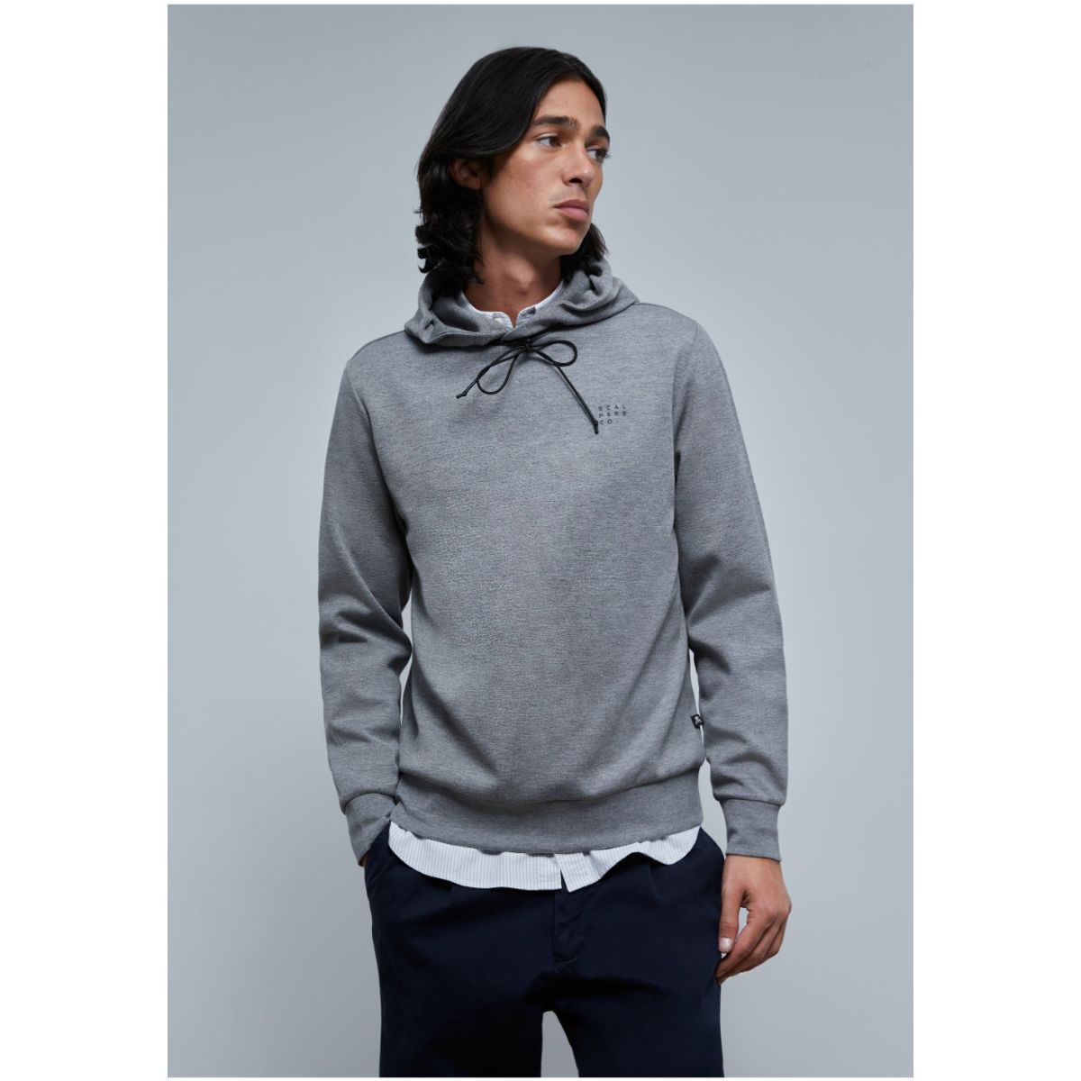 SCALPERS - Poleron Capucha Efecto Neopreno Grey Melange Scalpers