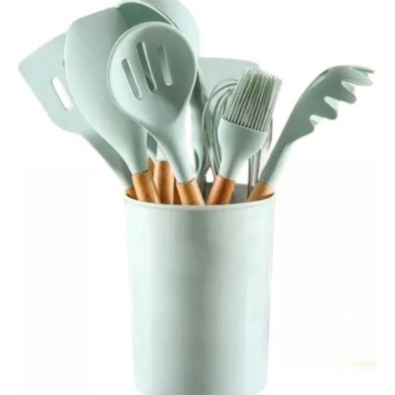 U BUY - Juego De 12 Piezas Con Mango De Madera De Silicona