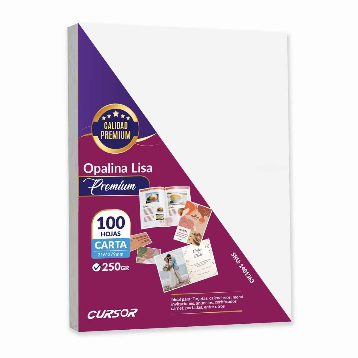 CURSOR - Opalina Lisa Extra Blanca Premium 250 g Carta 100 h Cursor