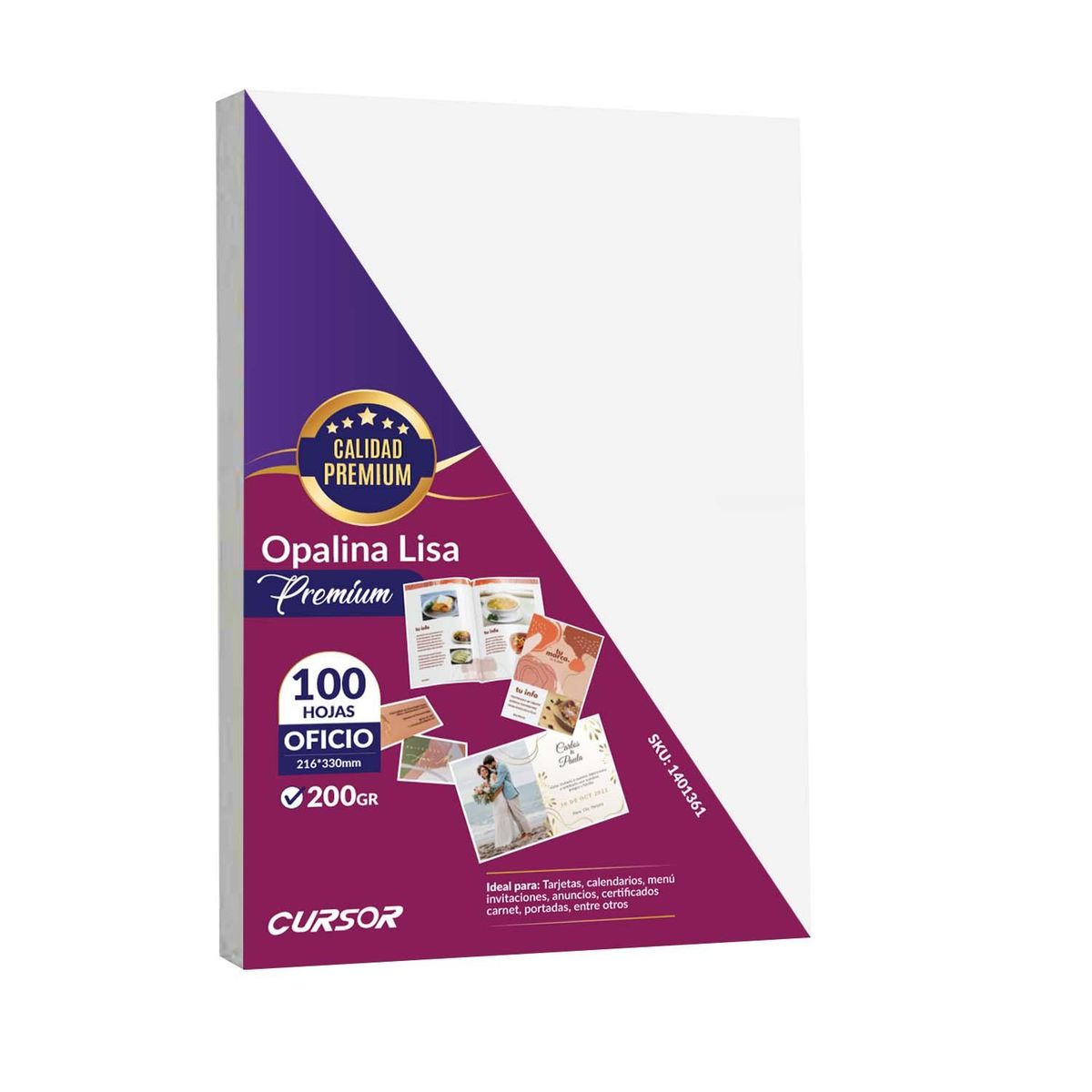 CURSOR - Opalina Lisa Extra Blanca Premium 200g Oficio 100H Cursor