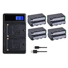 GENERICO - 4 BATERÍAS NP-F970 NP-F960 + CARGADOR DOBLE BC-VM10 SONY ALTERNATIVO