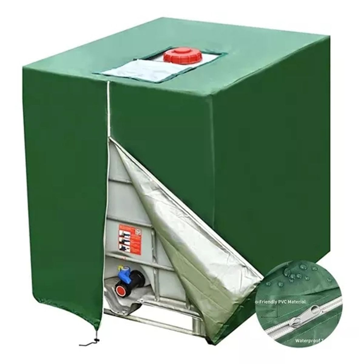 GENERICO - Carpa Funda Impermeable Para Estanque IBC Color Verde Con Cierre