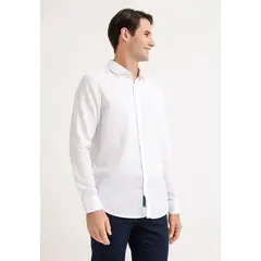 PERRY ELLIS - Camisa Hombre Manga Larga Algodón Blanco