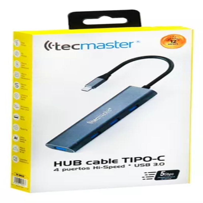 TECMASTER - Adaptador Hub Tipo C a Usb 3.0 Tecmaster