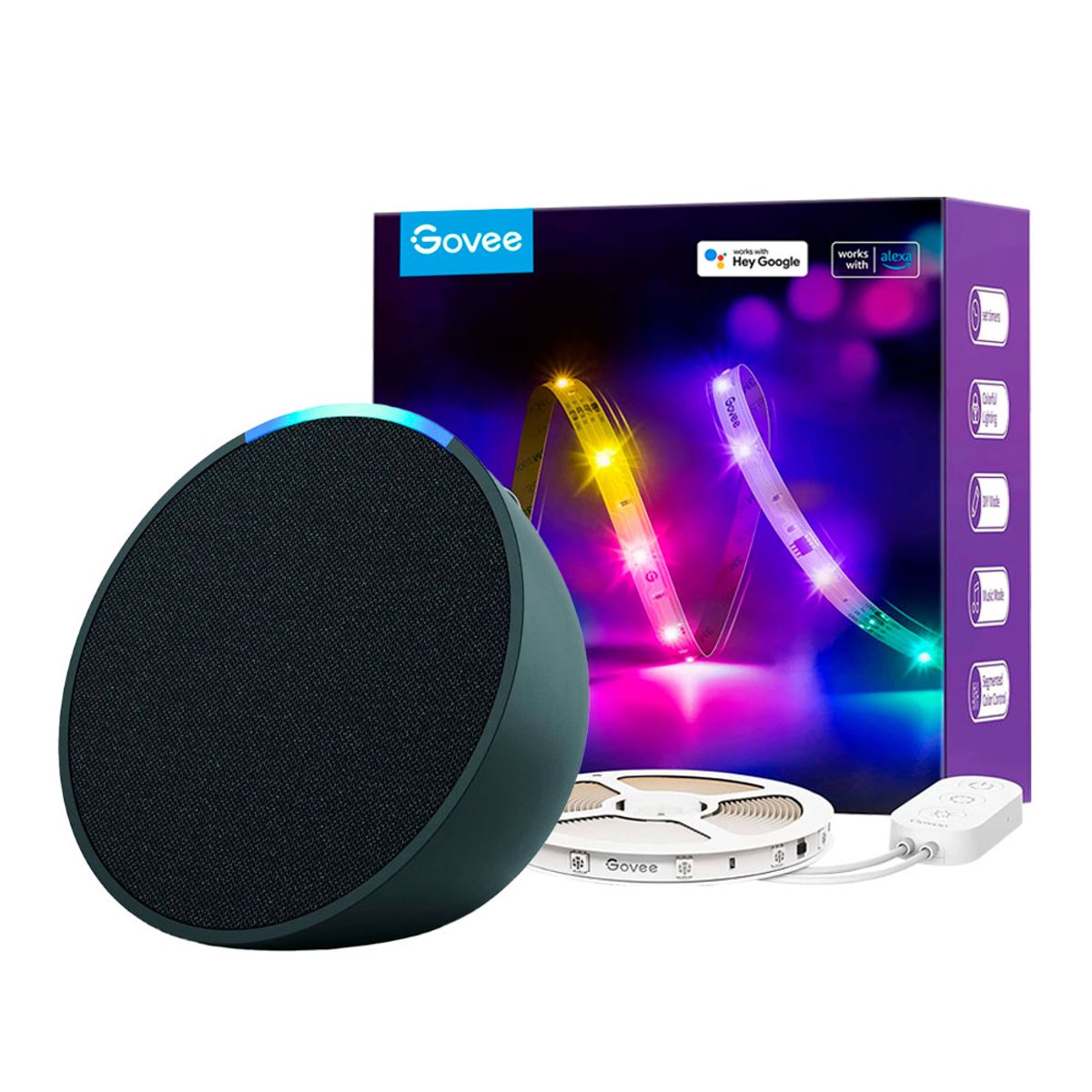 GOVEE - Kit Amazon Echo POP + Tira de luces LED Govee Basic Wi-Fi + Bluetooth