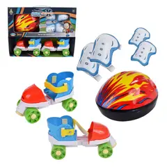ANSALDO - Set Mis Primeros Patines Ajustables Con Casco Y Protecciones