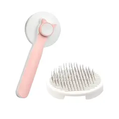 GENERICO - Cepillo Para Pelo De Gato Perro Mascota Con Botón Limpieza Rosa