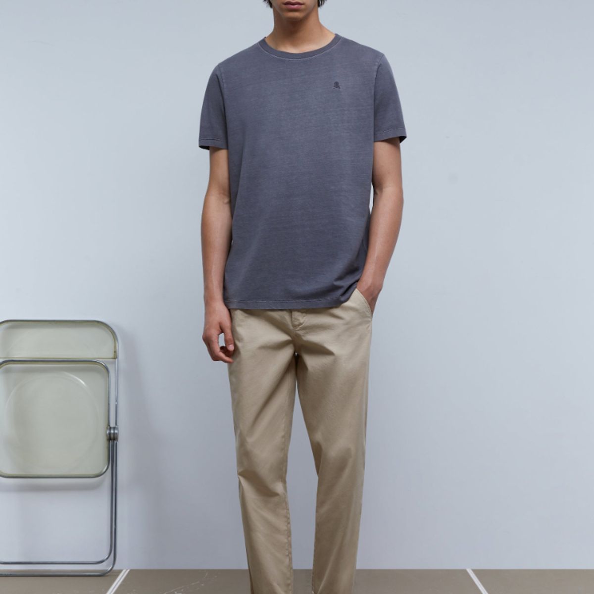 SCALPERS - Polera Básica Calavera Anthracite