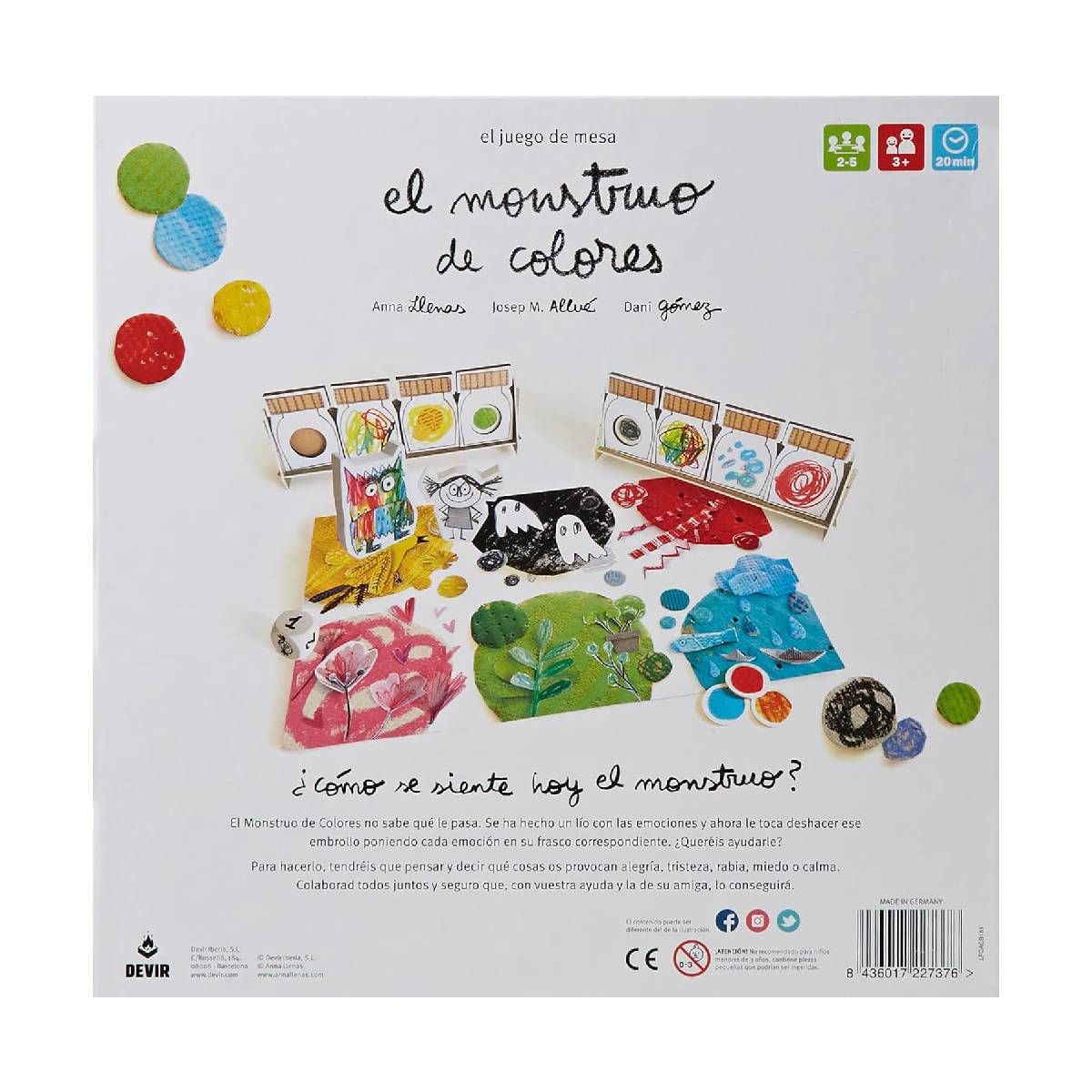 ANSALDO - Juego de mesa Monstruo de Colores cooperativo emociones